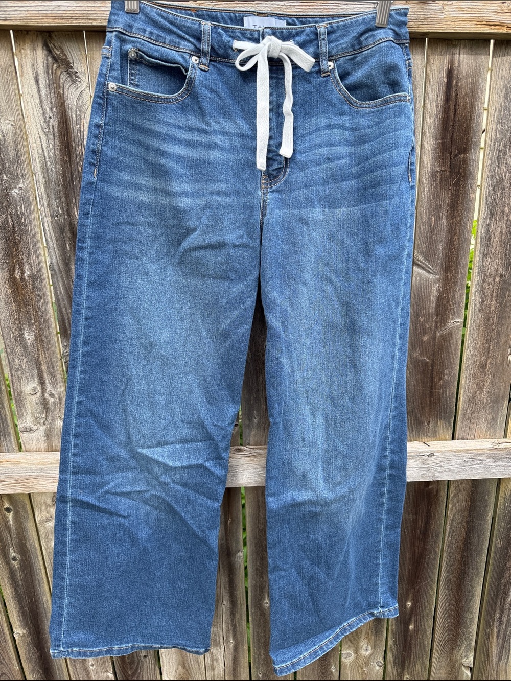 Tahari Williamsburg Drawstring Wide Leg Jeans Medium Wash Size 8/29
